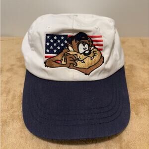 Looney Tunes Vintage 90s Taz Tasmanian Devil USA American Flag Baseball Hat
